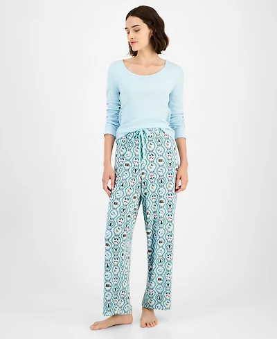 Charter Club Women's Soft Knit Printed Pajama Pants, Created for Macy's