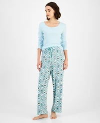 Charter Club Women's Soft Knit Printed Pajama Pants, Created for Macy's