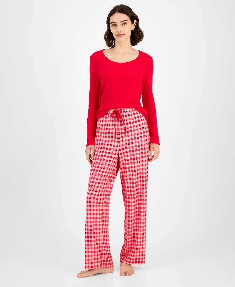 Charter Club Women's Soft Knit Printed Pajama Pants, Created for Macy's