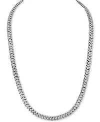 Esquire Men's Jewelry Cubic Zirconia Honeycomb Link 24" Necklace in Black Ip Stainless Steel, Exclusively at Macy's