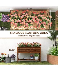 Outsunny Galvanized Raised Garden Bed w/Legs and Storage Shelf, Dark