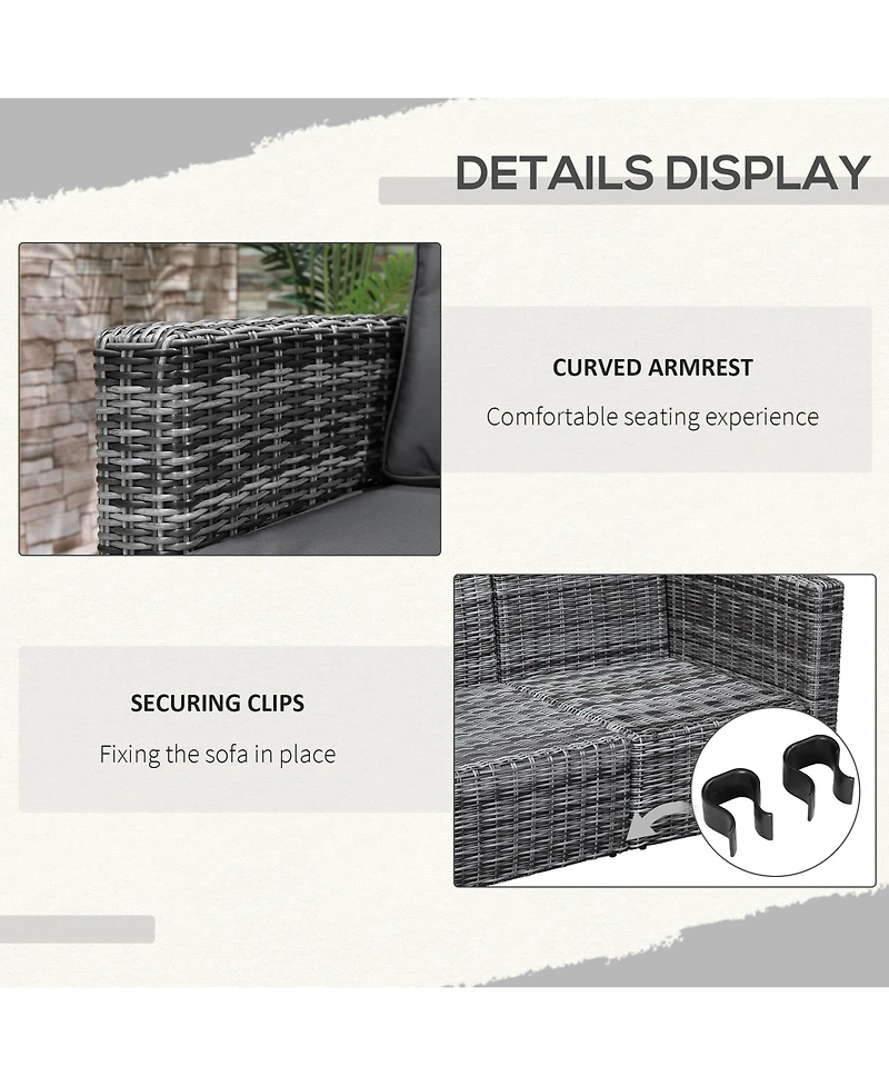 Outsunny 2-Piece Outdoor Pe Rat Patio Corner Sofa Loveseat