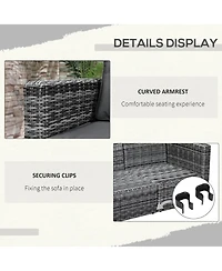 Outsunny 2-Piece Outdoor Pe Rat Patio Corner Sofa Loveseat