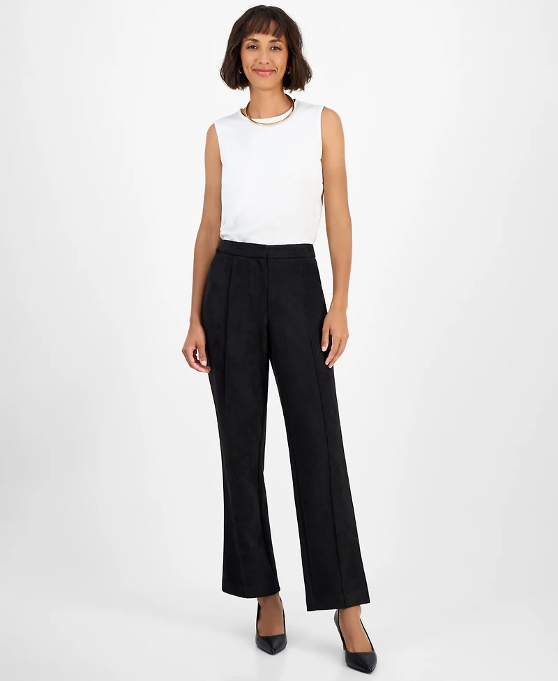 T Tahari Women's High-Rise Seamed Straight-Leg Pants