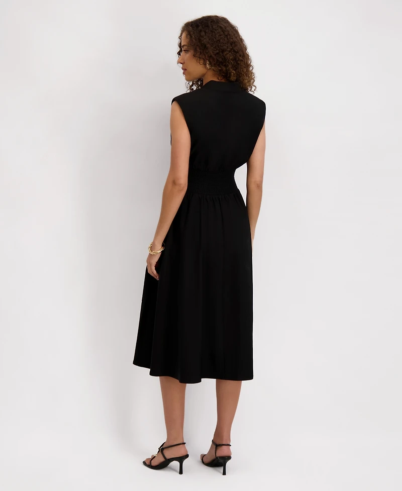 kensie Women's Sleeveless V-Neck Zip-Front Maxi Dress