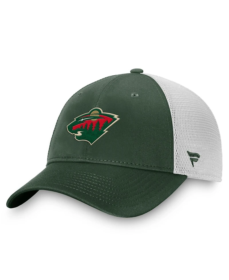 Fanatics Men's Green/White Minnesota Wild Core Primary Logo Trucker Adjustable Hat
