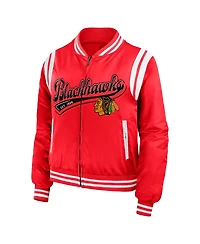 Wear by Erin Andrews Women's Red Chicago Blackhawks Baller Full-Zip Bomber Jacket