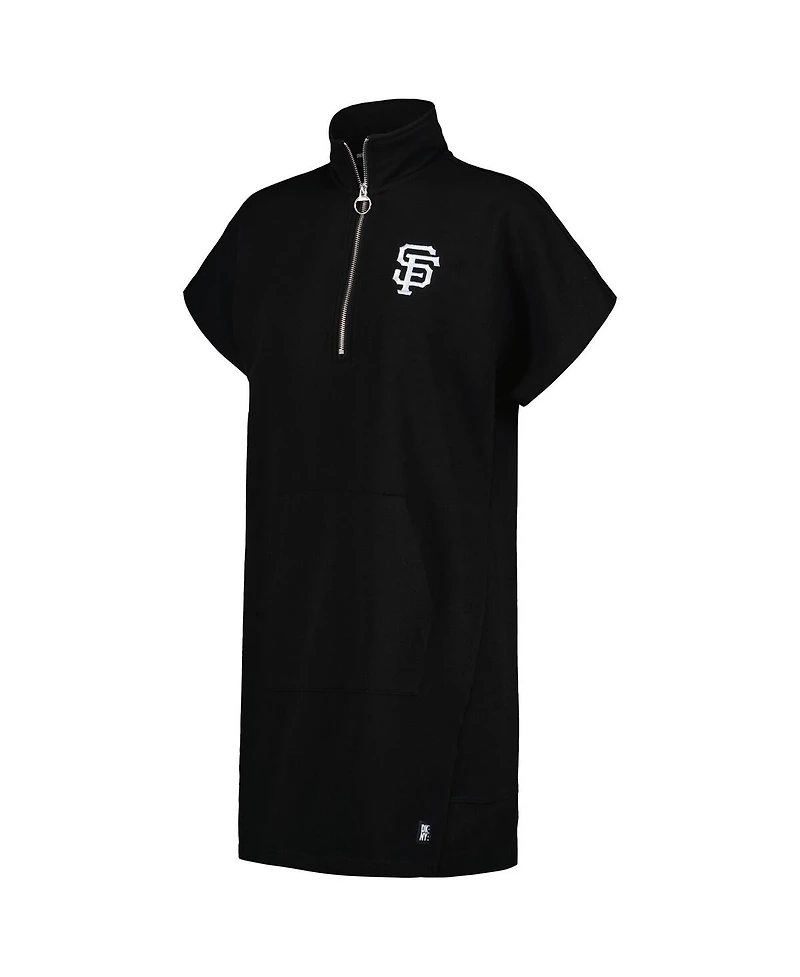 Dkny Women's Black San Francisco Giants Emily Quarter-Zip Sneaker Dress