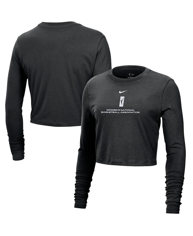 Nike Women's Black Wnba Team 13 Cropped Tri-Blend Long Sleeve T-Shirt