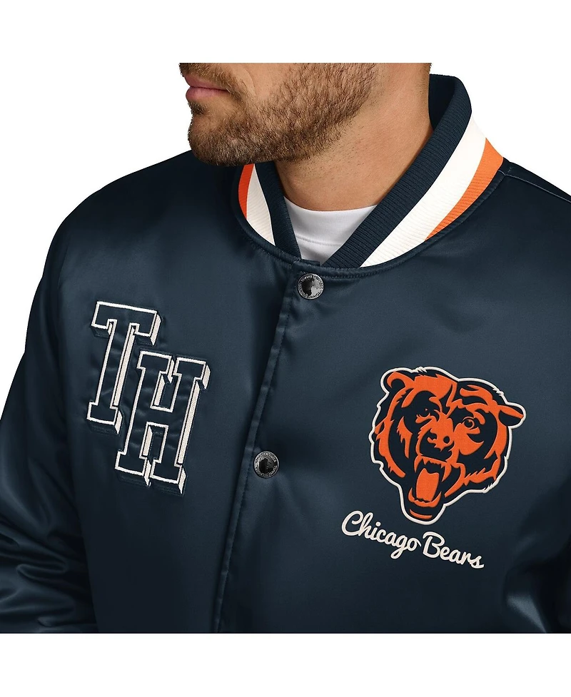 Tommy Hilfiger Men's Navy Chicago Bears Dante Full-Snap Satin Jacket