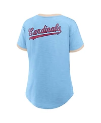 Fanatics Women's Light Blue St. Louis Cardinals Binge Worthy Stadium Slub V-Neck T-Shirt