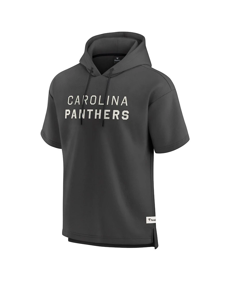Fanatics Men's Charcoal Carolina Panthers Elements Future Ground Lettering Short Sleeve Pullover Hoodie