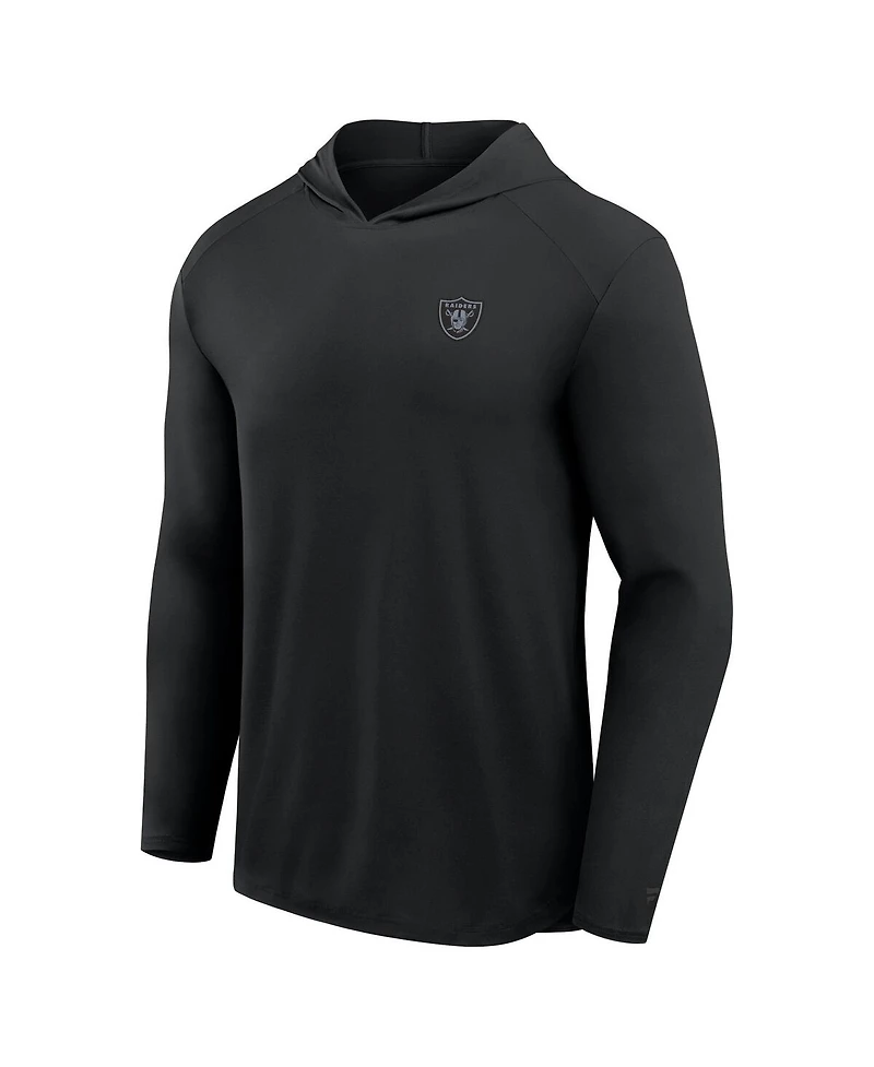 Fanatics Men's Black Las Vegas Raiders Front Office Power Mono Long Sleeve Hoodie T-Shirt