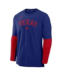 Nike Men's Royal/Red Texas Rangers Authentic Collection Lightweight Player Performance Long Sleeve Top
