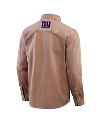 Fanatics Men's Brown New York Giants Garment Dyed Long Sleeve Full Snap Shirt