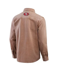 Fanatics Men's Brown San Francisco 49ers Garment Dyed Long Sleeve Full Snap Shirt