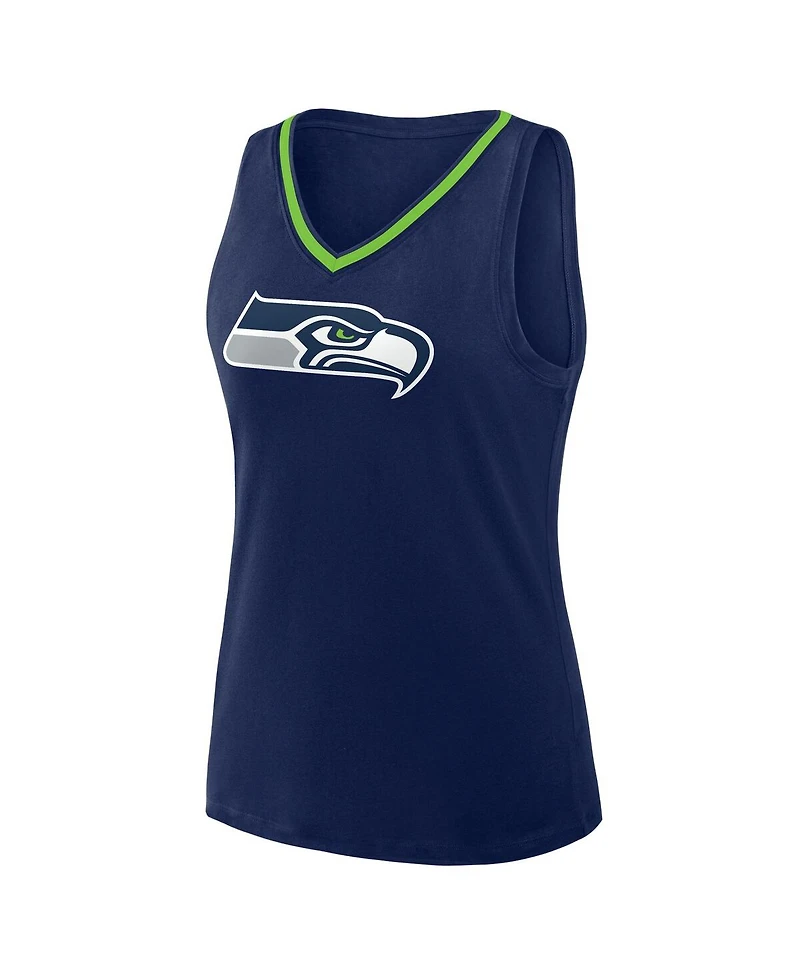 Logo Athletic Women's College Navy Seattle Seahawks Stellar Win V-Neck Tank Top