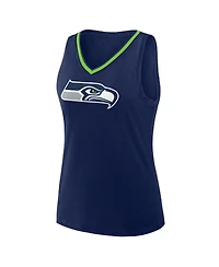 Logo Athletic Women's College Navy Seattle Seahawks Stellar Win V-Neck Tank Top