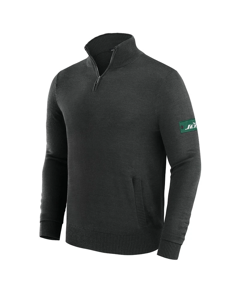J. Palmer Men's Black New York Jets Franchise Quarter-Zip Sweater