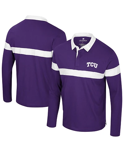 Colosseum Men's Purple Tcu Horned Frogs Too Cool For School Long Sleeve Polo Shirt