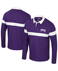 Colosseum Men's Purple Tcu Horned Frogs Too Cool For School Long Sleeve Polo Shirt