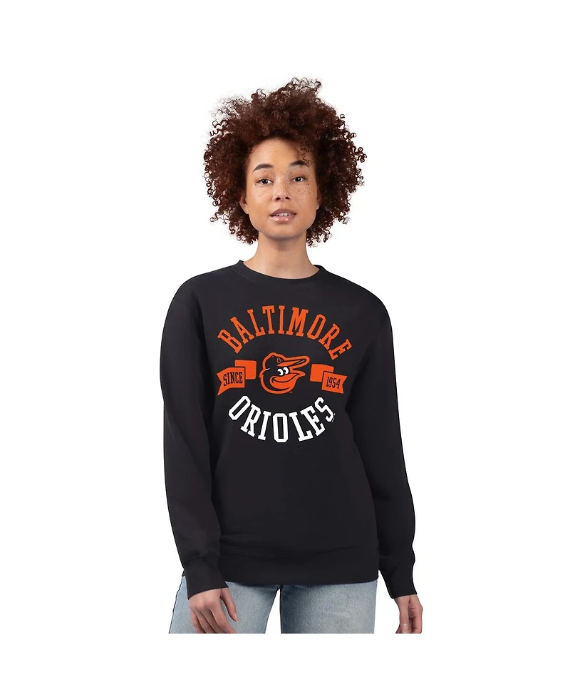 G-iii 4Her by Carl Banks Women's Black Baltimore Orioles Team Logo Fleece Pullover Sweatshirt
