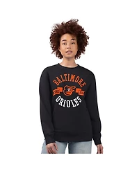 G-iii 4Her by Carl Banks Women's Black Baltimore Orioles Team Logo Fleece Pullover Sweatshirt