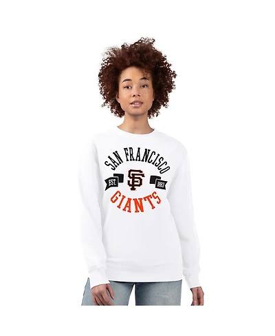 G-iii 4Her by Carl Banks Women's White San Francisco Giants Team Logo Fleece Pullover Sweatshirt