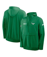 Nike Men's Kelly Green Philadelphia Eagles Sideline Alt Pack Anorak Half-Zip Hoodie Jacket