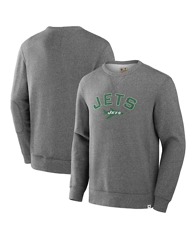 Fanatics Men's Heather Gray New York Jets Loop Terry Pullover Sweatshirt