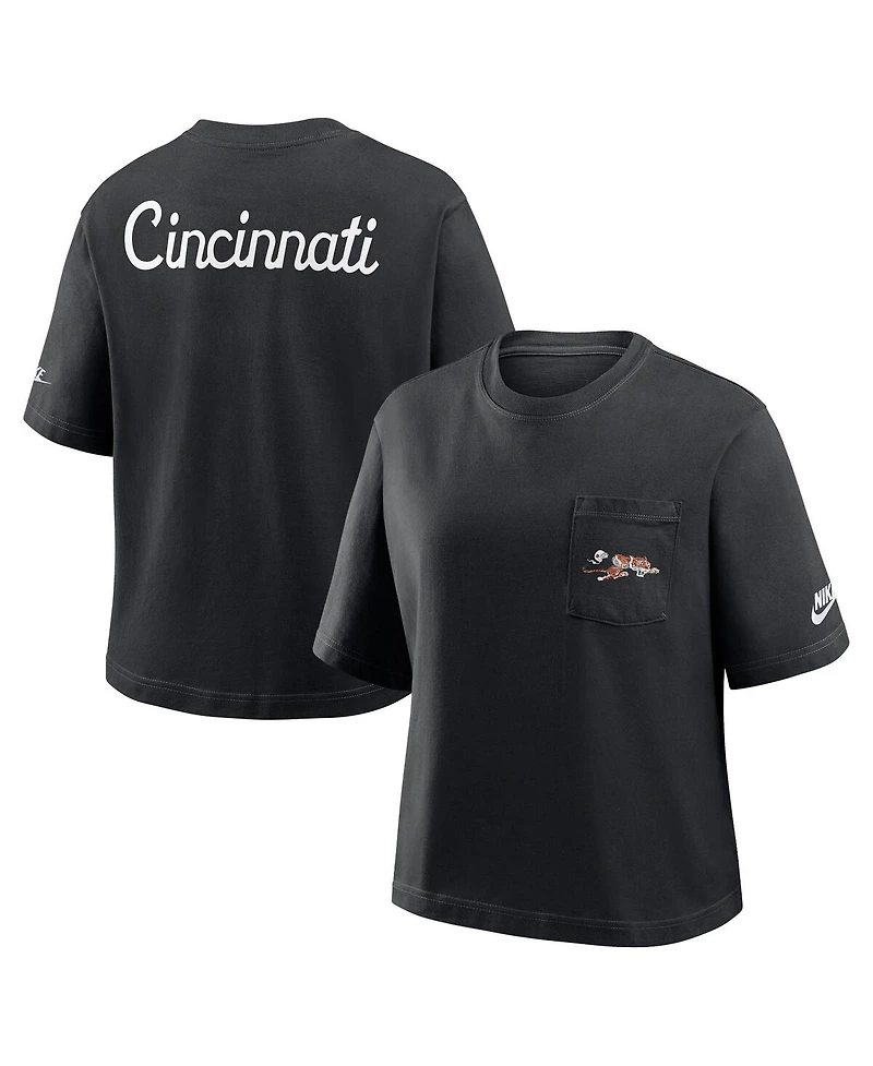 Nike Women's Black Cincinnati Bengals Rewind Pocket Boxy T-Shirt