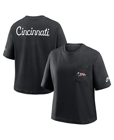 Nike Women's Black Cincinnati Bengals Rewind Pocket Boxy T-Shirt