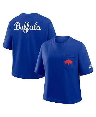 Nike Women's Royal Buffalo Bills Rewind Pocket Boxy T-Shirt