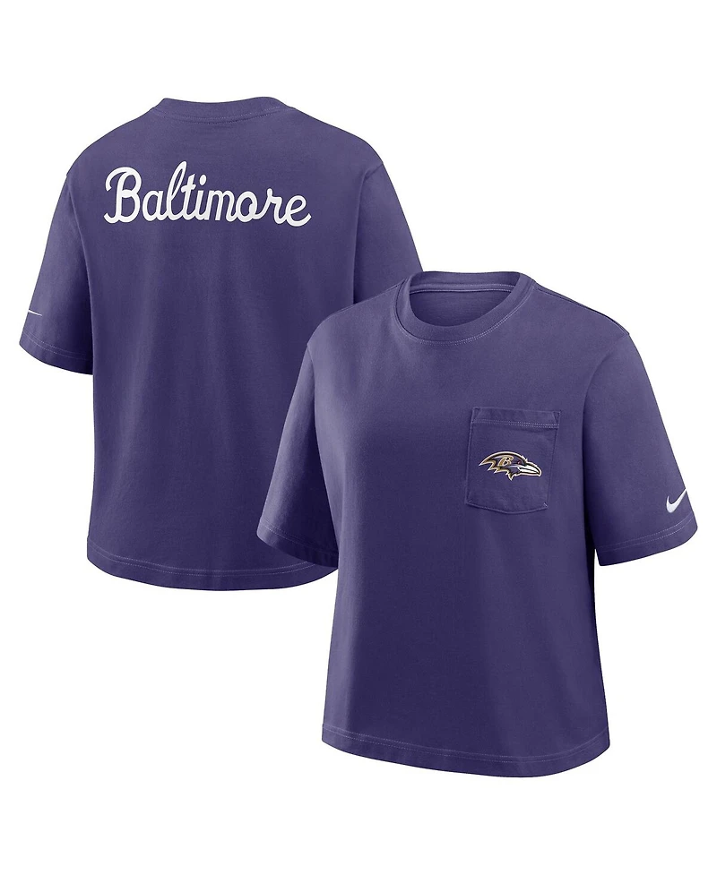 Nike Women's Purple Baltimore Ravens Rewind Pocket Boxy T-Shirt