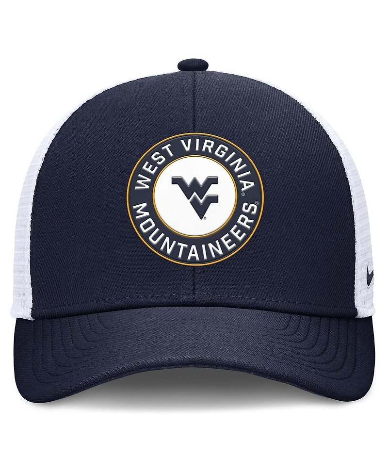 Nike Men's Navy/White West Virginia Mountaineers Rise Primetime Performance Trucker Adjustable Hat