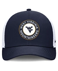 Nike Men's Navy/White West Virginia Mountaineers Rise Primetime Performance Trucker Adjustable Hat