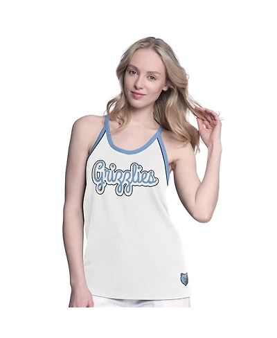 G-iii 4Her by Carl Banks Women's White Memphis Grizzlies Curveball Racerback Scoop Neck Slub Tank Top