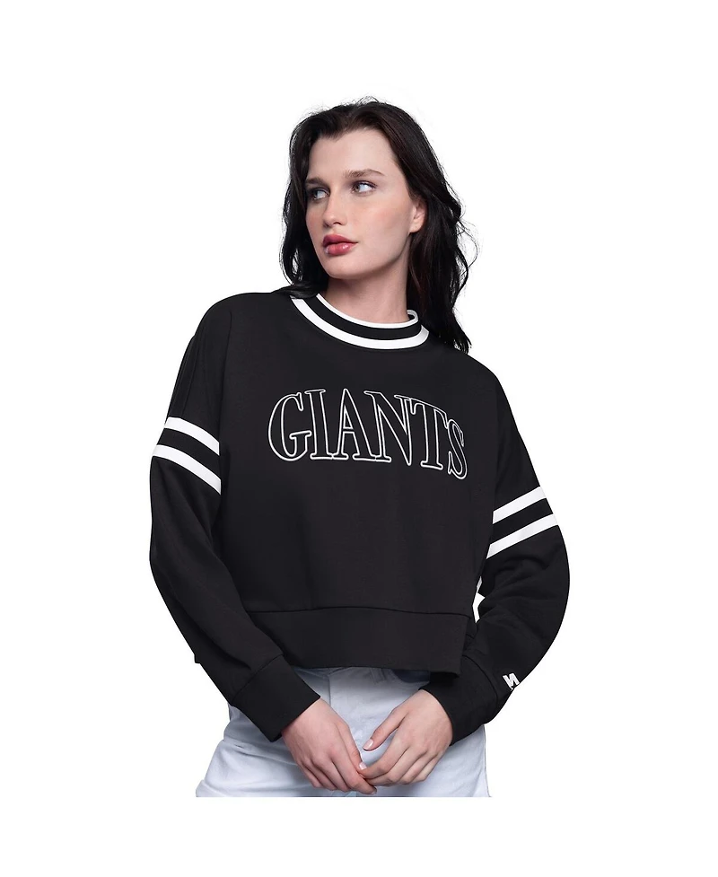 Starter Women's Black San Francisco Giants Power Play Cropped Pullover Sweatshirt