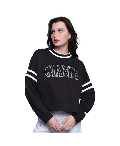 Starter Women's Black San Francisco Giants Power Play Cropped Pullover Sweatshirt