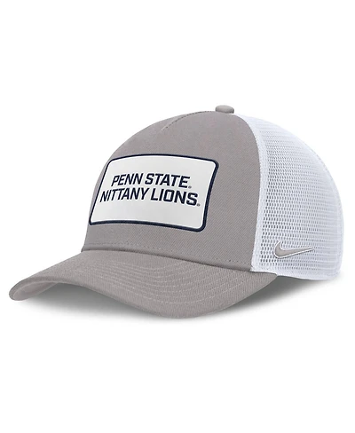 Nike Men's Gray/White Penn State Nittany Lions 2025 On-Field Rise Patch Trucker Adjustable Hat