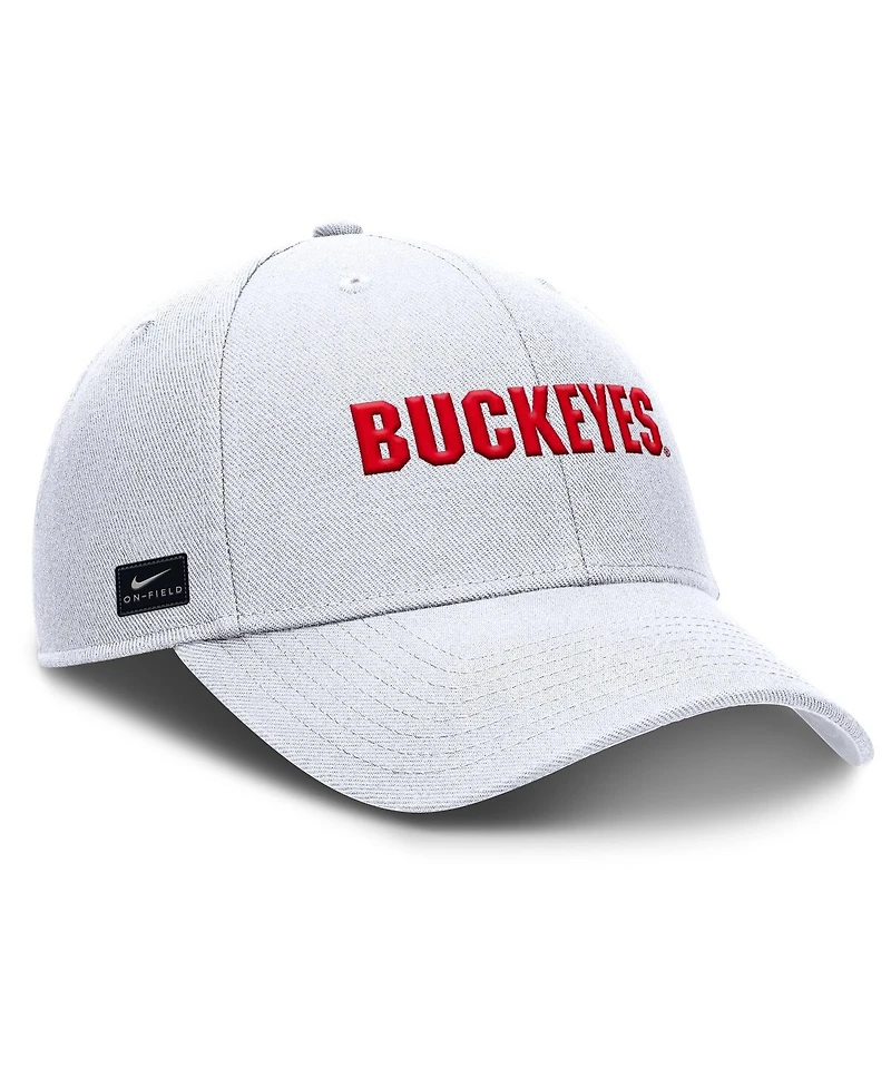 Nike Men's White Ohio State Buckeyes 2025 On-Field Rise Performance Adjustable Hat