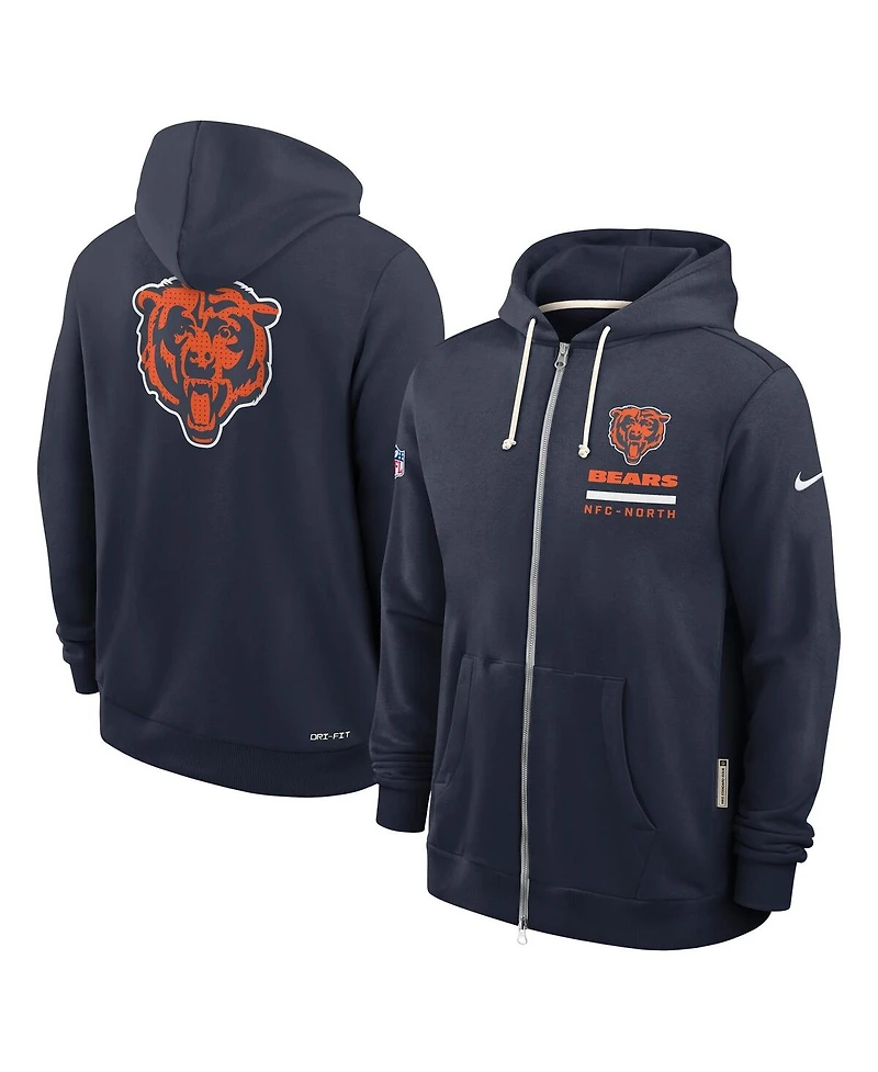 Nike Men's Navy Chicago Bears Sideline Utility Player Performance Full-Zip Hoodie
