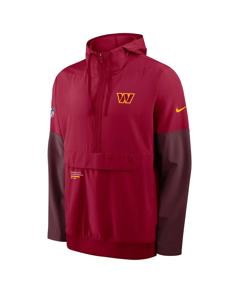 Nike Men's Burgundy Washington Commanders Sideline Anorak Half-Zip Hoodie Jacket