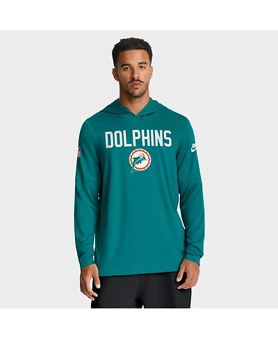 Nike Men's Aqua Miami Dolphins Alt Pack Pass Accuracy Performance Long Sleeve Hoodie T-Shirt