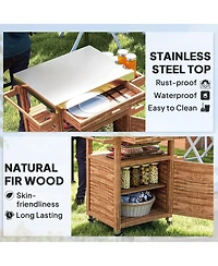 Outsunny Grill Cart, Stainless Steel Top Kitchen Island with Drawer,