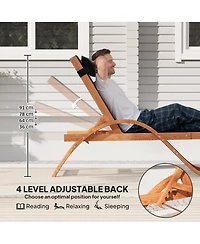 Outsunny Larch Wood Lounge Chair, 4-Level Adjustable ning