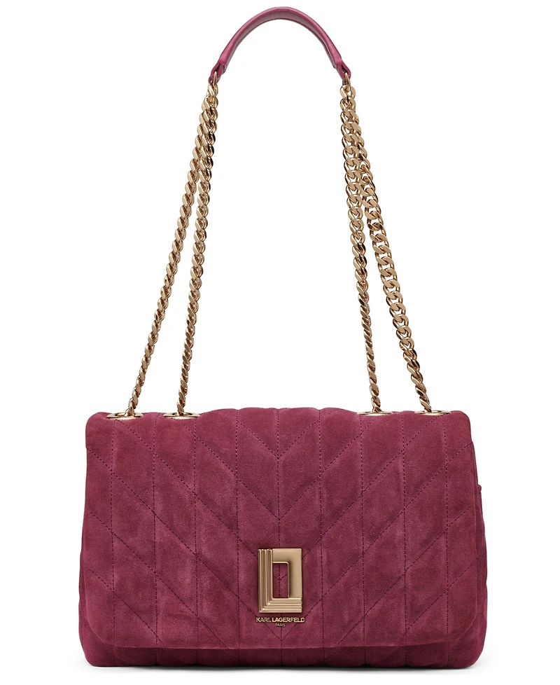 Karl Lagerfeld Paris Lafayette Medium Suede Shoulder Bag