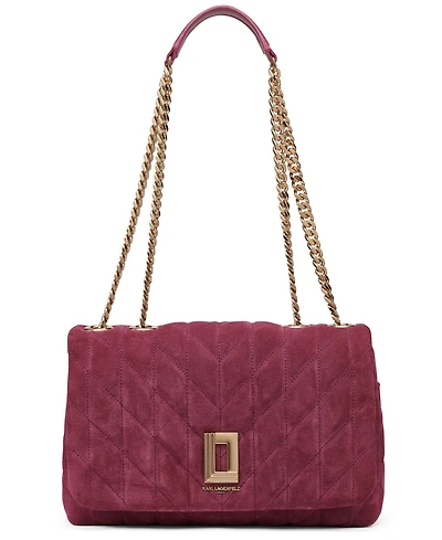 Karl Lagerfeld Paris Lafayette Medium Suede Shoulder Bag