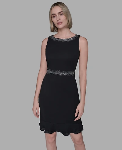 Karl Lagerfeld Paris Women's Ruffled-Hem A-Line Dress