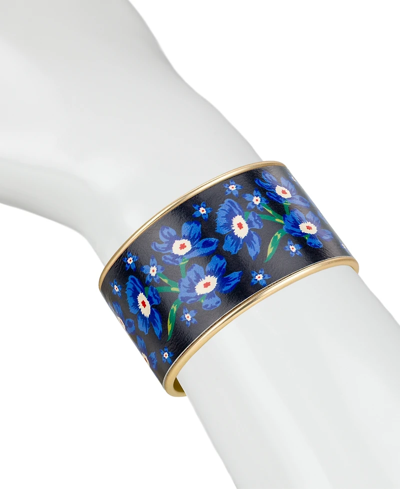 Patricia Nash Eletta Floral Leather Gold-Tone Cuff Bracelet